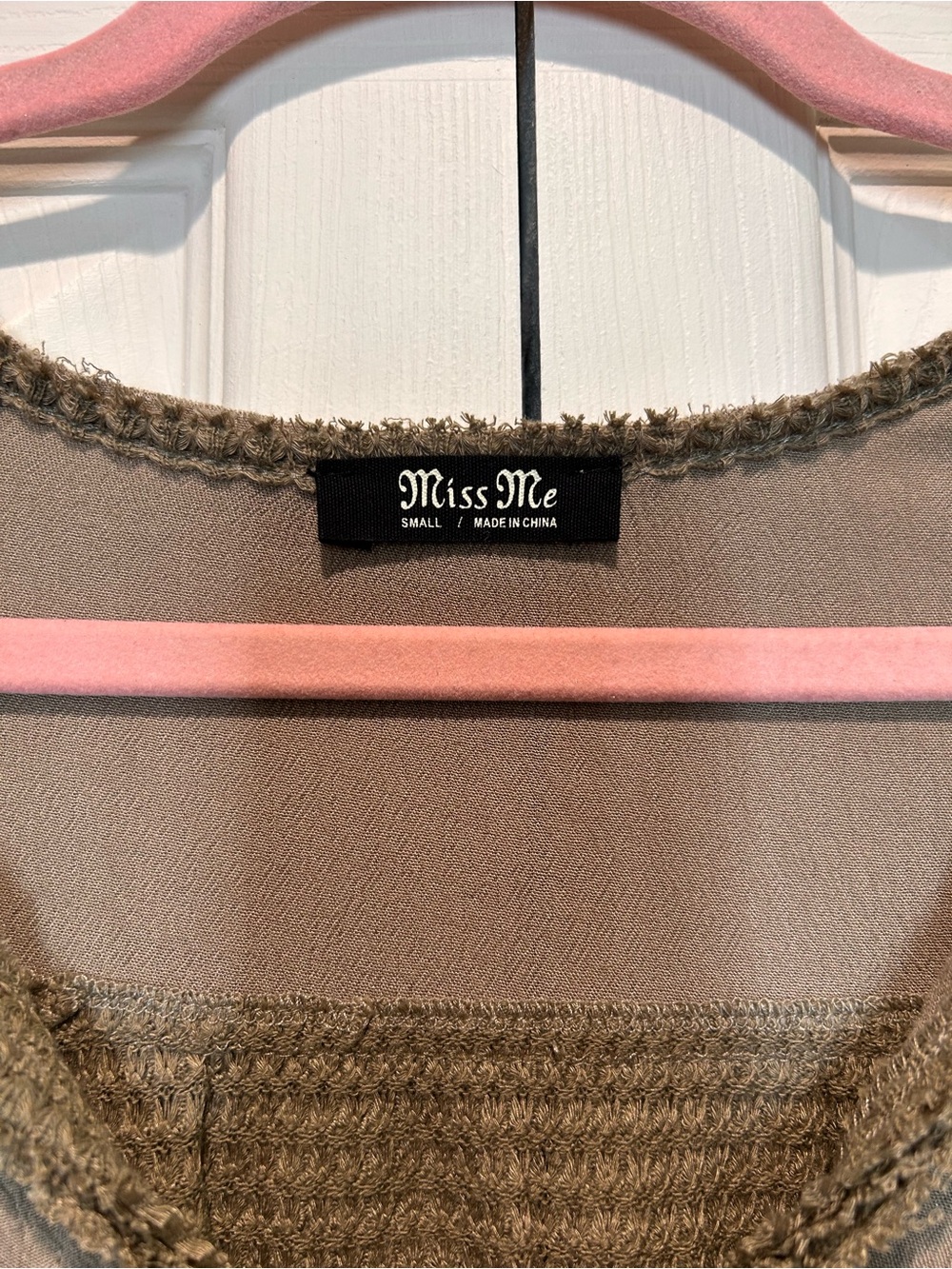 Miss Me Green Knit Top with Crochet Trim - Picture 2 of 3